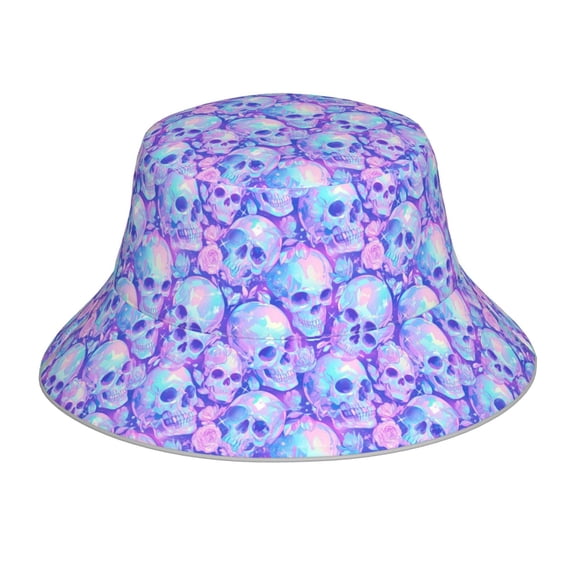 Xecao Blue Skull Daisy Print Men and Women Night Reflective Hat Runner Cap Visor Bucket Hat Boonie Cap