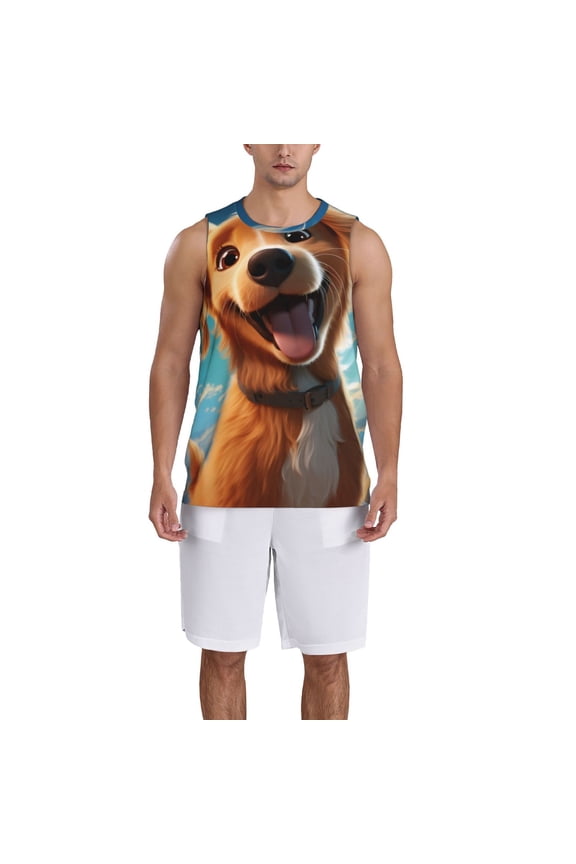 Blue Sky Cute Dog print basketball shirt for both men and women, a unisex basketball jersey perfect for theme parties-Large