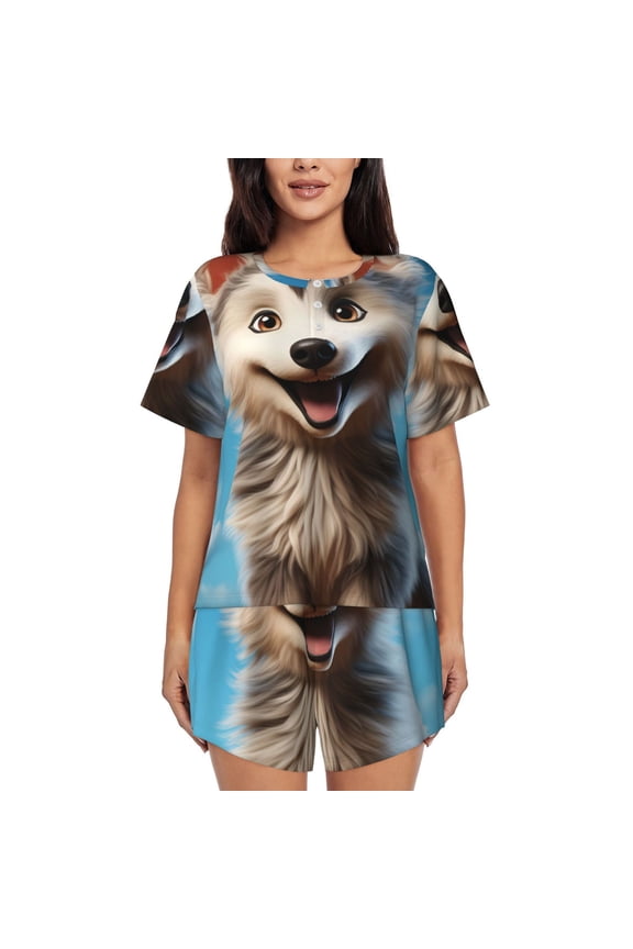 Blue Sky Cute Wolf print Swimsuit for women, Summer-ready, sporty style.Quick-dry fabric. Many sizes & colors.