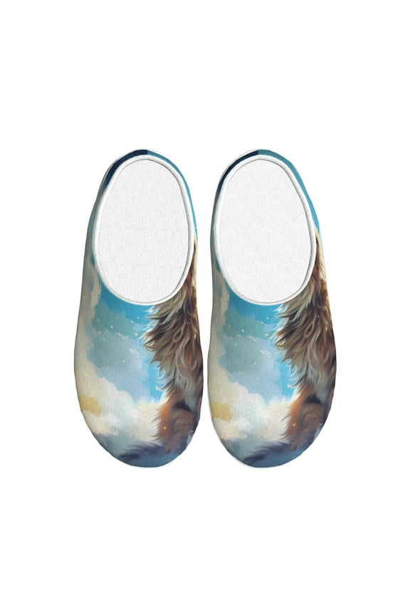 Blue Sky Winged Cat Print Cotton Slippers Fuzzy Warm Cozy Slippers Non Slip House Slippers For Indoor Outdoor Cotton Slippers House Slippers-37/38