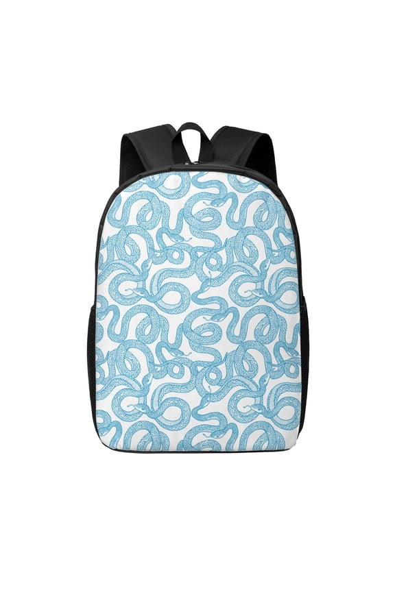 Blue Snake print Travel Backpack, Large Computer Backpack for Men Women, College School Rucksack Book Bag