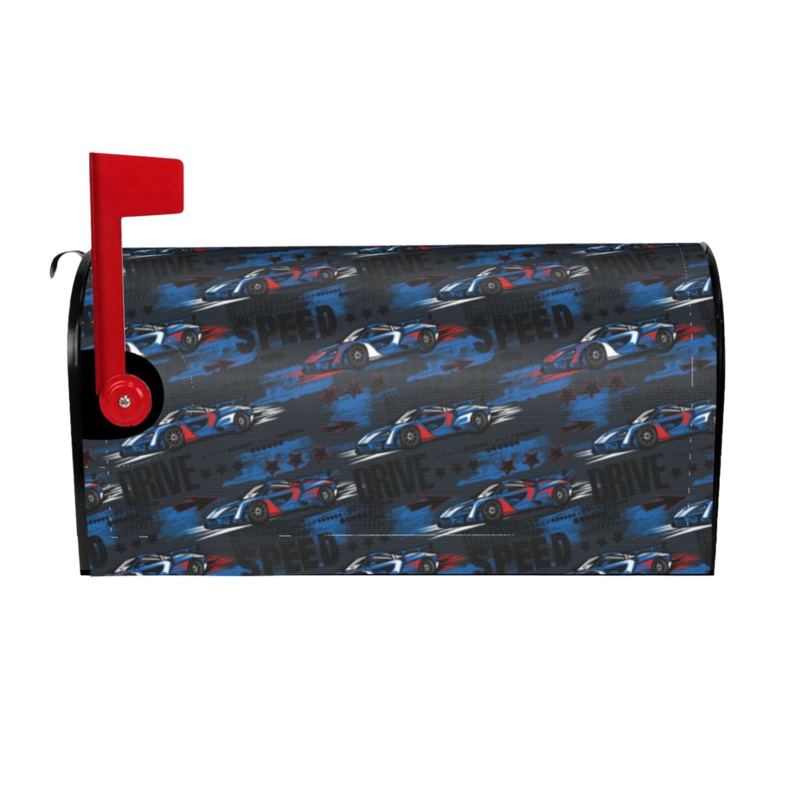 Xecao Blue Sports Car for Mailbox Cover with Magnetic Strips, Waterproof and Sunscreen, Adds a Decorative Touch to Your Garden Yard.