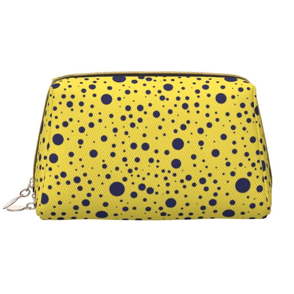 Xecao Blue Spots Print Fashion Makeup PVC Bag Large Capacity Travel Cosmetic Bag for Women Organizer Toiletry Clutch