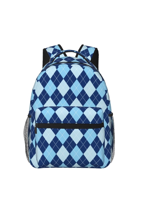 Blue Squares Backpack, a stylish and functional choice for both men and women, is the perfect basic bookbag for college, work, or travel
