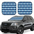 thumbnail image 1 of Xecao Blue Squares for Foldable Car Sun Shades (2-Pack) offer sun protection with an easy-fold design for convenient windshield shading., 1 of 1