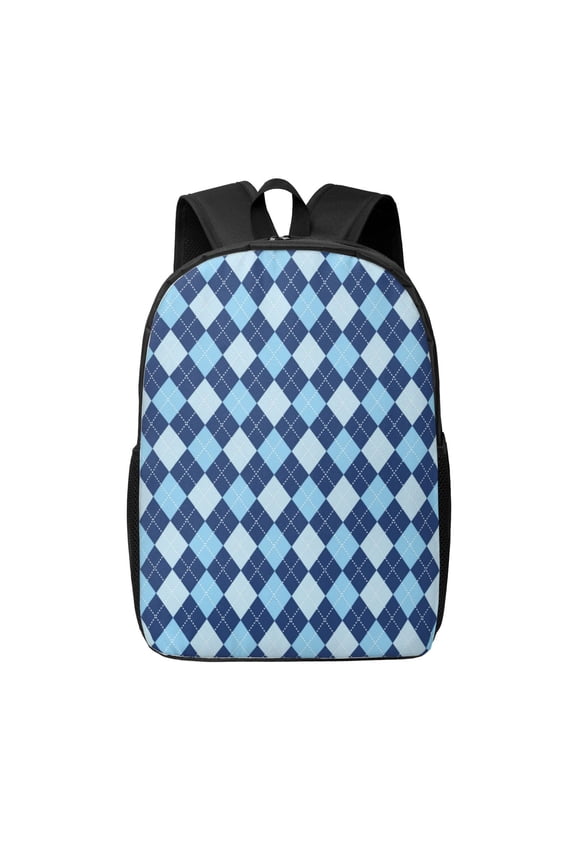 Blue Squares print Travel Backpack, Large Computer Backpack for Men Women, College School Rucksack Book Bag