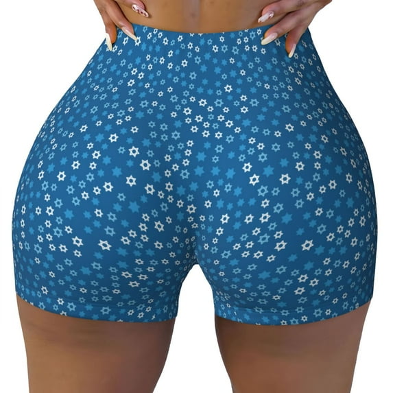 Xecao Blue Star Print Print Workout Shorts for Women Soft Smooth Gym Yoga Scrunch Active Tennis Workout Running Shorts
