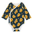 thumbnail image 1 of Xecao Blue Striped Sunflower A Print Baby unisex-baby Cotton Long-sleeve Bodysuits-6 Months, 1 of 6