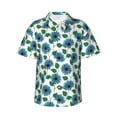 thumbnail image 1 of Xecao Blue Sunflowers print Hawaiian shirt - a stylish short-sleeve button-down for men, perfect for casual beach and tropical outings., 1 of 9