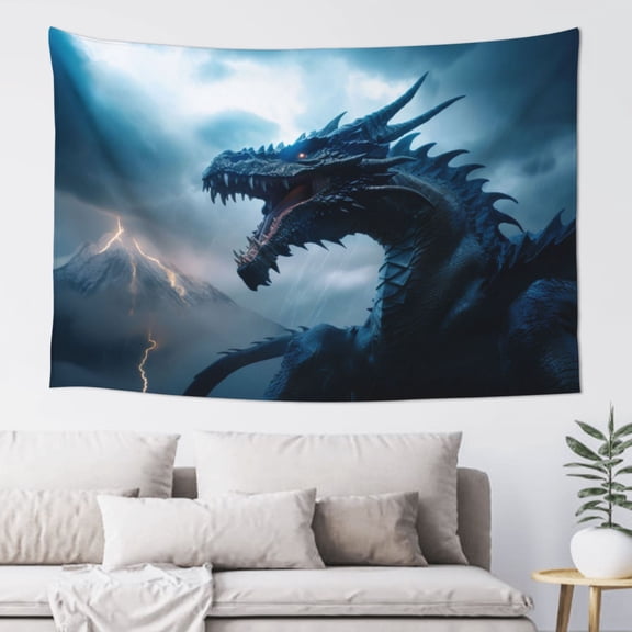 Xecao Blue Thunder Storm Dragon Print Tapestry, Wall Hanging Room Funny Decor, Backdrop Room Decor for Bedroom Living Room dormitory