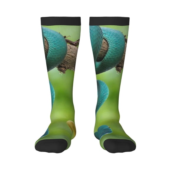Xecao Blue Viper And Yellow Viper Snake Print Compression Socks for Both Men And Women for Running, Travel, Flight, Nurse