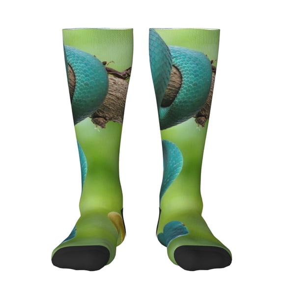 Xecao Blue Viper And Yellow Viper Snake Print Compression Socks for Both Men And Women for Running, Travel, Flight, Nurse