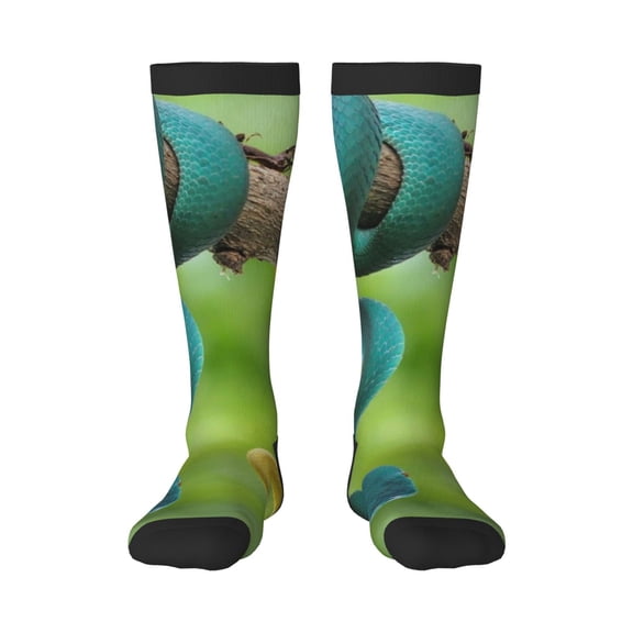 Xecao Blue Viper And Yellow Viper Snake Print Compression Socks for Both Men And Women for Running, Travel, Flight, Nurse