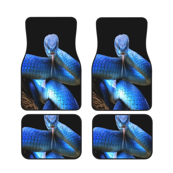 Xecao Blue Viper Snake 2 Print Car Foot Mat Set of 4 Pieces Neoprene All-Weather Dust-Proof Stain-resistantCar Interior Decorative mats Non-Slip Mats