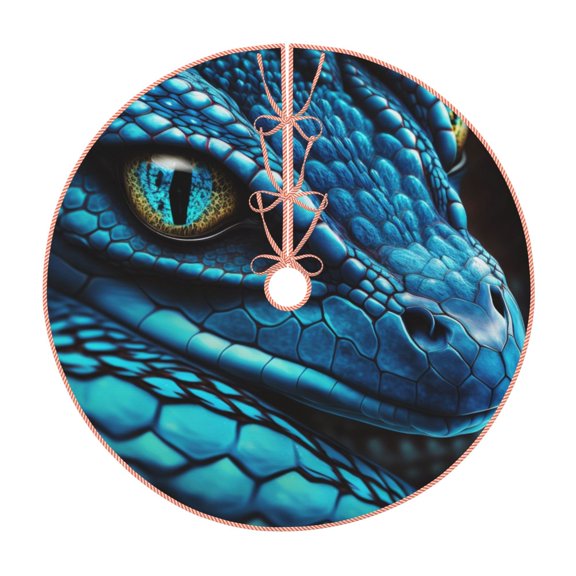 Xecao Blue Viper Snake Closeup Face Pattern Christmas Tree Skirt Holiday Part Decorations for Christmas Tree, Farmhouse Christmas Decor Xmas Holiday Home Party Decorations-36"