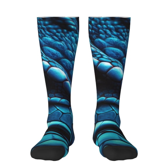 Xecao Blue Viper Snake Closeup Face Print Compression Socks for Both Men And Women for Running, Travel, Flight, Nurse