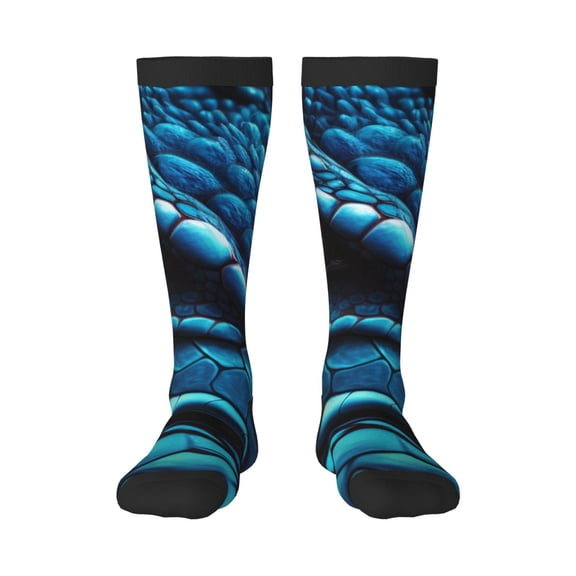 Xecao Blue Viper Snake Closeup Face Print Compression Socks for Both Men And Women for Running, Travel, Flight, Nurse