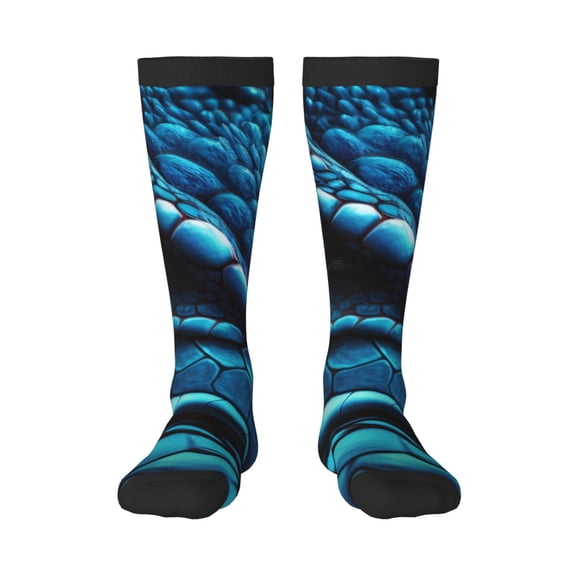 Xecao Blue Viper Snake Closeup Face Print Compression Socks for Both Men And Women for Running, Travel, Flight, Nurse