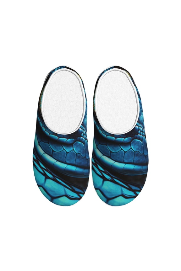 Blue Viper Snake Closeup Face Print Cotton Slippers Fuzzy Warm Cozy Slippers Non Slip House Slippers For Indoor Outdoor Cotton Slippers House Slippers-35/36