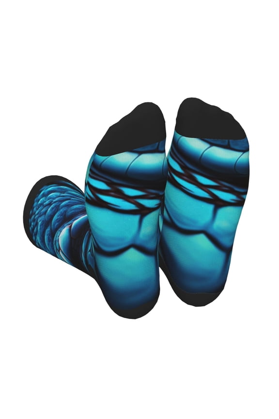 Blue Viper Snake Closeup Face Print Crew Socks for Men and Women, Men's Soft Moisture-wicking Sock