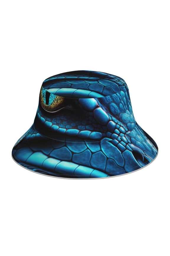Blue Viper Snake Closeup Face Print Men and Women Night Reflective Hat Runner Cap Visor Bucket Hat Boonie Cap