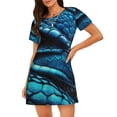 thumbnail image 1 of Xecao Blue Viper Snake Closeup Face for Women's Loose Nightgown Sleepwear Short Sleeves Shirt Casual Print Sleepdress, 1 of 6