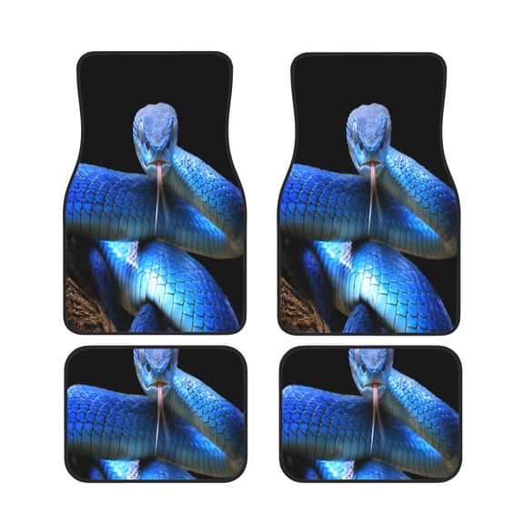 Xecao Blue Viper Snake Print Car Foot Mat Set of 4 Pieces Neoprene All-Weather Dust-Proof Stain-resistantCar Interior Decorative mats Non-Slip Mats