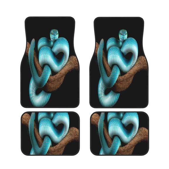 Xecao Blue Viper Snake Print Car Foot Mat Set of 4 Pieces Neoprene All-Weather Dust-Proof Stain-resistantCar Interior Decorative mats Non-Slip Mats