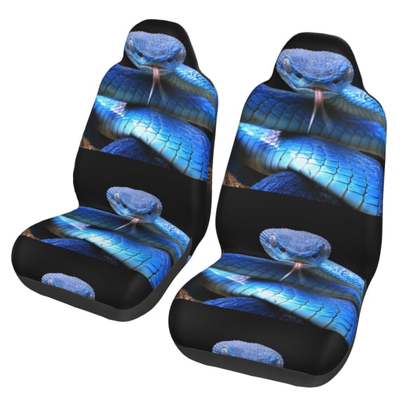 Xecao Blue Viper Snake Print Car Seat Cover in That Fits Most Cars, Vans, SUVs, and Trucks.
