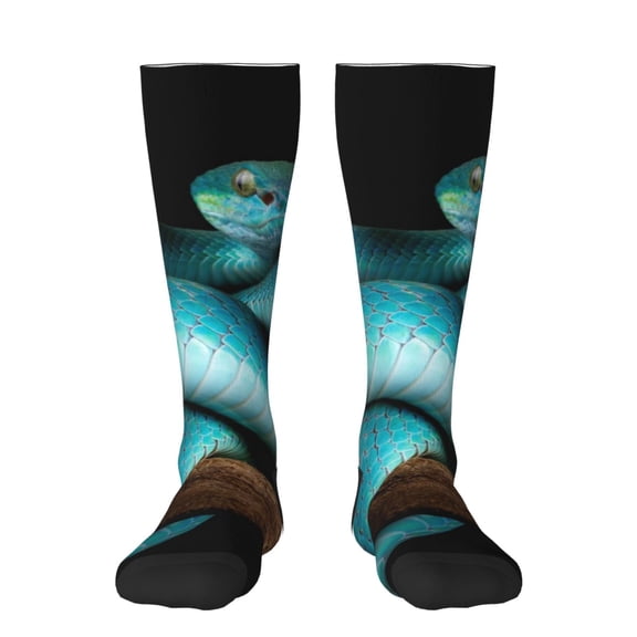 Xecao Blue Viper Snake Print Compression Socks for Both Men And Women for Running, Travel, Flight, Nurse