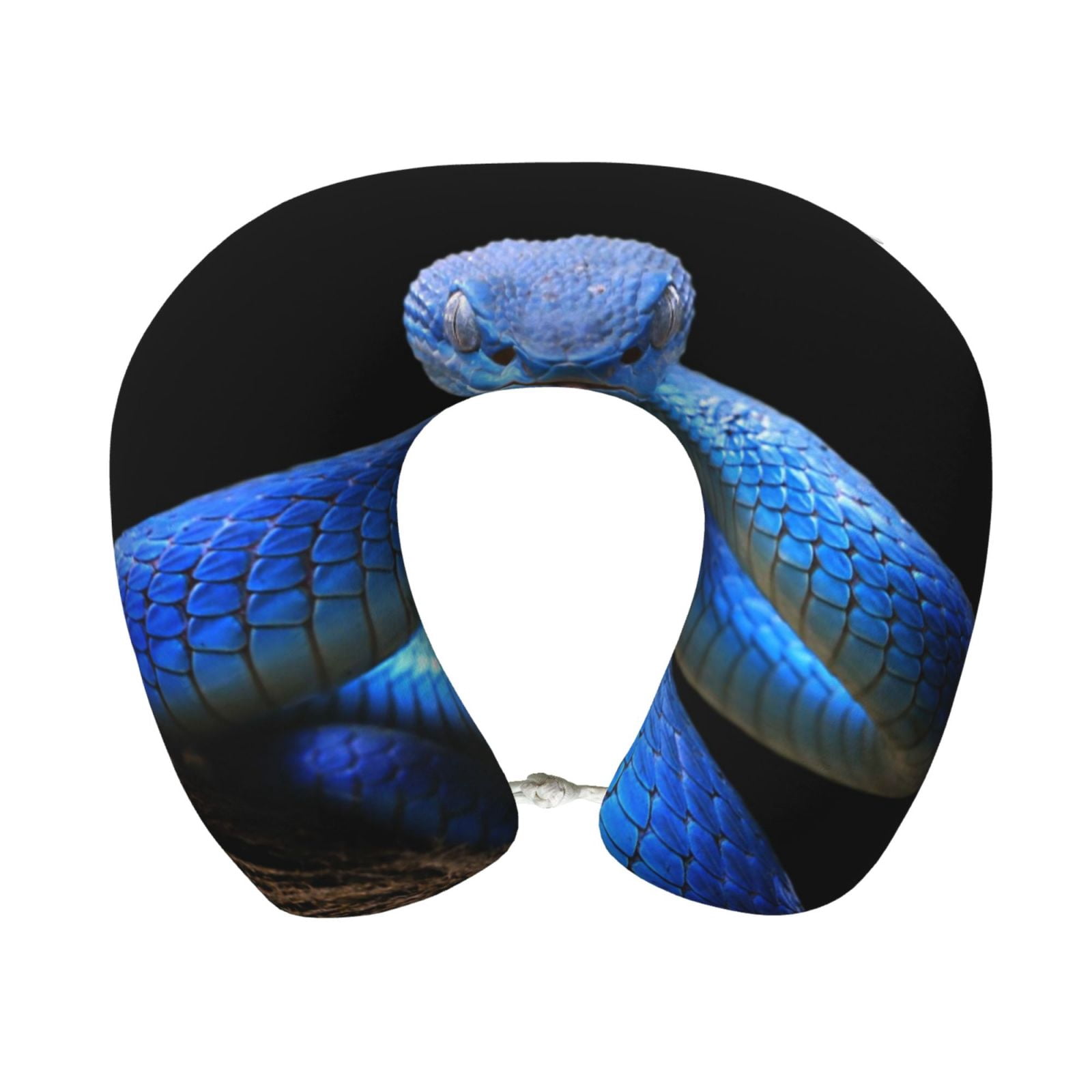 Xecao Blue Viper Snake Print Memory Foam Cervical Neck Pillow Versatile U-Shaped Pillows for Home,Office,Camping,Travelling,Soft Washable Cover
