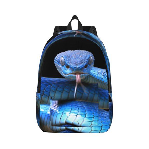 Xecao Blue Viper Snake for Canvas College Laptop Backpack, Durable Rucksack Travel Notebook Bag School Backpack Book Bag for Men Women