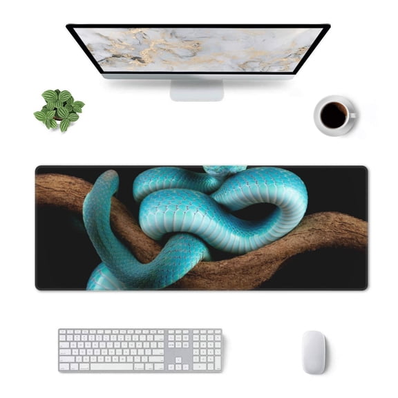Xecao Blue Viper Snake for Mouse Pad - Waterproof Extended Contour Mouse Mat, Large Gaming Mousepad Laptop Keyboard Mat with Non-Slip Rubber Base