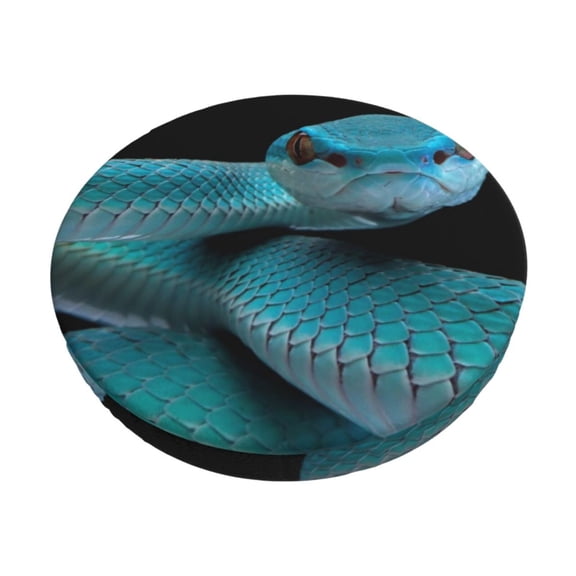 Xecao Blue Viper Snake1 Print Stool Covers Offer Stylish, Washable Protection for PU Round Bar Stools, Perfect for Home or Commercial Use.-12 inch