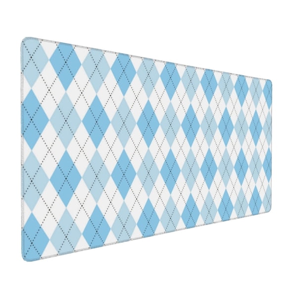 Xecao Blue and White Squares Print Large Mouse Pad, 16x35.5in Mousepad, Professional Non-Slip Rubber Base Big Mouse Pad, Mouse Pad for Gaming & Office Full Desk Mouse Pad
