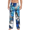 thumbnail image 1 of Xecao Blue and White Butterflies Men's Straight Lounge Pajama Pants: The Ultimate in Comfortable Sleepwear, 1 of 9