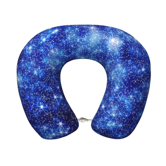 Xecao Blurred Star Snow Christmas Print Memory Foam Cervical Neck Pillow Versatile U-Shaped Pillows for Home,Office,Camping,Travelling,Soft Washable Cover