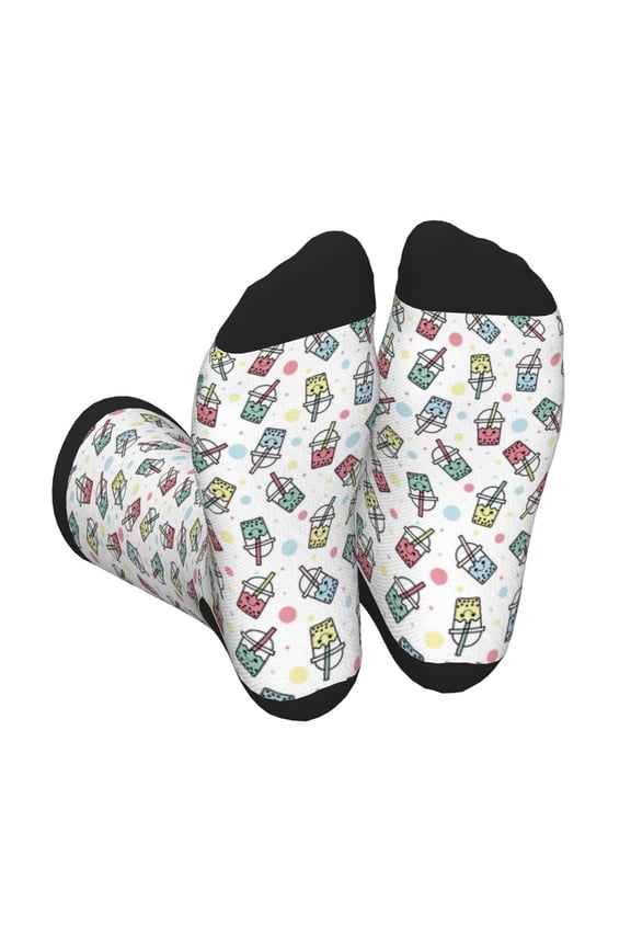 Boba Milk Tea Print Crew Socks for Men and Women, Men's Soft Moisture-wicking Sock