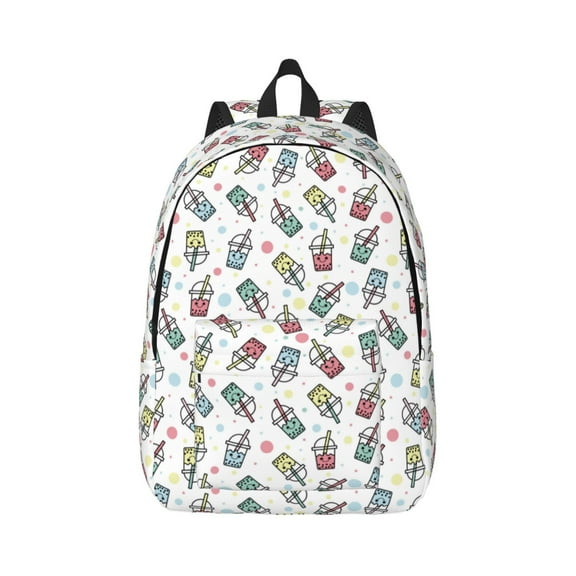Xecao Boba Milk Tea for Canvas College Laptop Backpack, Durable Rucksack Travel Notebook Bag School Backpack Book Bag for Men Women