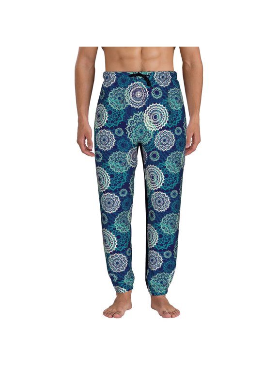 Bohemian Mandala Print Active Tech Joggers for Men, Mens Sweatpants Lounge Pants with Pockets-Large