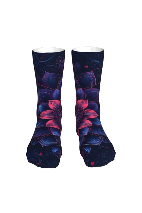 Bohemian Vintage Pattern Print Fashion No Heel Casual Crew Socks Cushioned Breathable for Men Women - Moisture wicking,Not easy to fade Suitable for daily