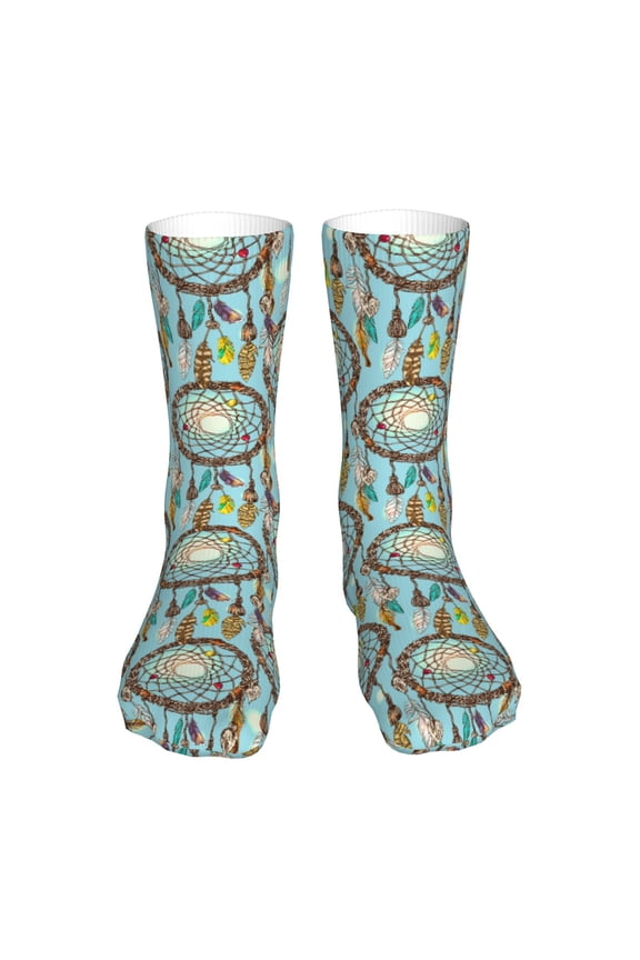 Boho Dreamcatcher 1 Print Fashion No Heel Casual Crew Socks Cushioned Breathable for Men Women - Moisture wicking,Not easy to fade Suitable for daily