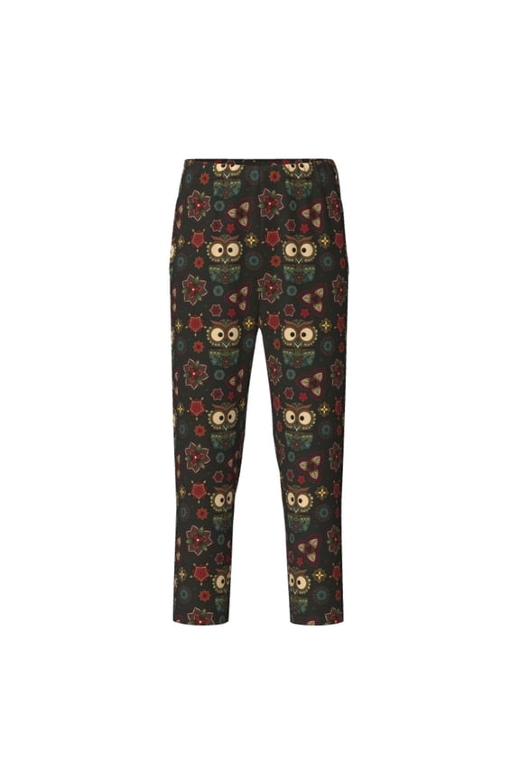 Boho Owl Print Teenagers' Pajama Pants Long Sleep Pants Soft Elastic Waist Pajama Bottoms Elastic waist with 2 Pockets 5-16 Years-Large