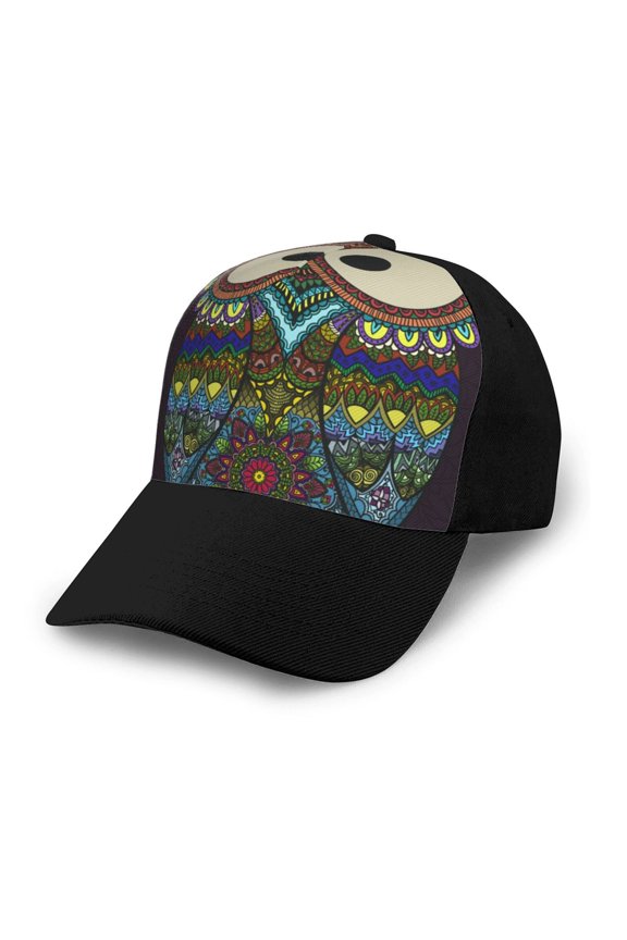 Boho Owl print unisex vintage washed baseball cap, a soft and adjustable hat perfect for any casual style.