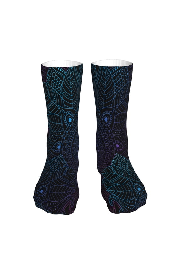 Boho Print Fashion No Heel Casual Crew Socks Cushioned Breathable for Men Women - Moisture wicking,Not easy to fade Suitable for daily