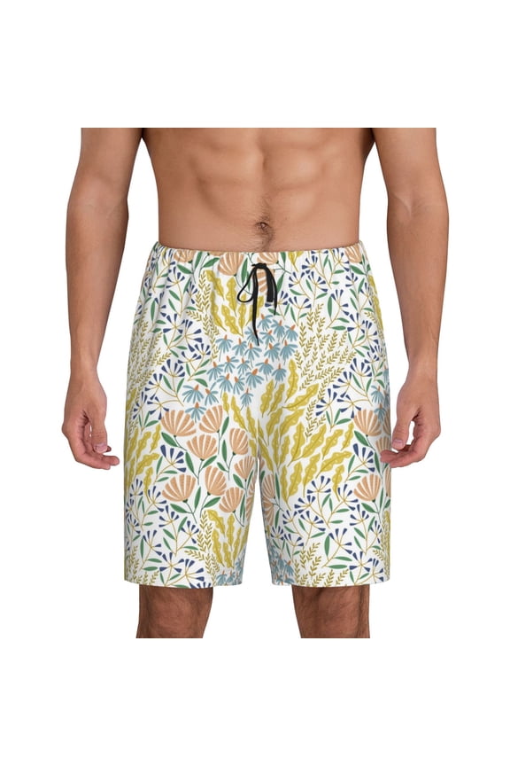 Xecao Boho Print Men's Sleepwear Shorts Pajama Bottom Lounge Short nightwear with Convenient Pockets for Relaxed Home Wear-X-Large