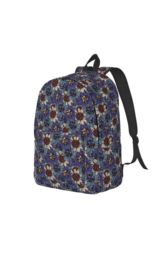 Boho Style Sunflowers Design Canvas College Laptop Backpack, a durable rucksack designed for both men and women, ideal for travel, school, and daily use-Small