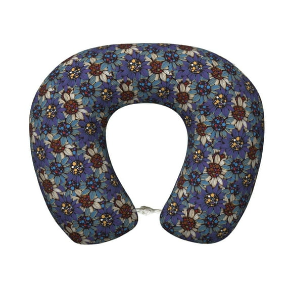 Xecao Boho Style Sunflowers Design Print Memory Foam Cervical Neck Pillow Versatile U-Shaped Pillows for Home,Office,Camping,Travelling,Soft Washable Cover