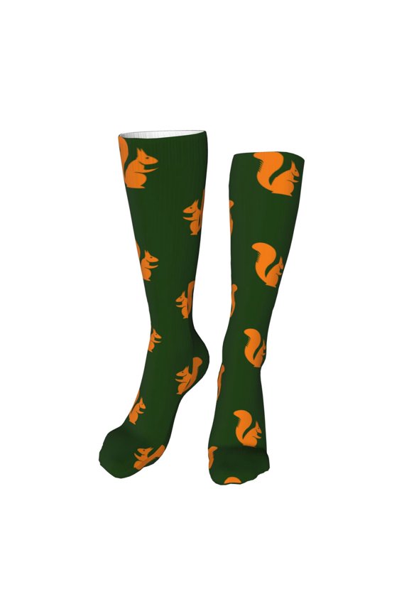 Bold Squirrel Silhouettes Print Calf Socks Seamless Toe, Knee High Long Socks, Sports Socks Trouser Socks for Women and Men-One Size
