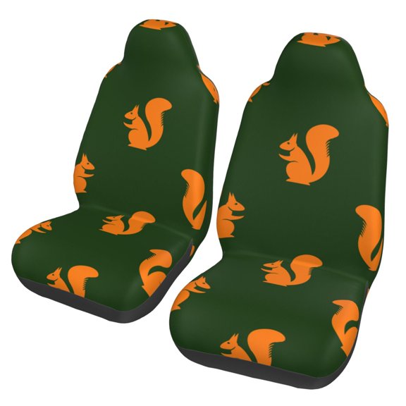 Xecao Bold Squirrel Silhouettes Print Car Seat Cover in That Fits Most Cars, Vans, SUVs, and Trucks.